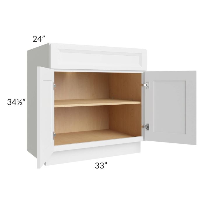 Bayville White 33" Full Height Door Base Cabinet