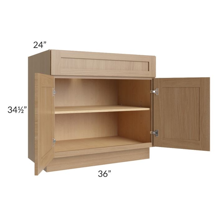 Asheville Rift Oak Shaker 36" Full Height Door Base Cabinet