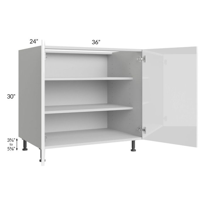 Milan White Gloss 36" Full Height Door Base Cabinet