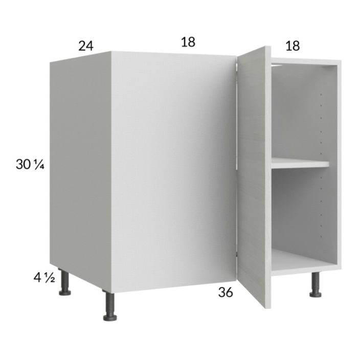 Euro White Grain 43" - 46" Full Height Door Blind Base Corner Cabinet