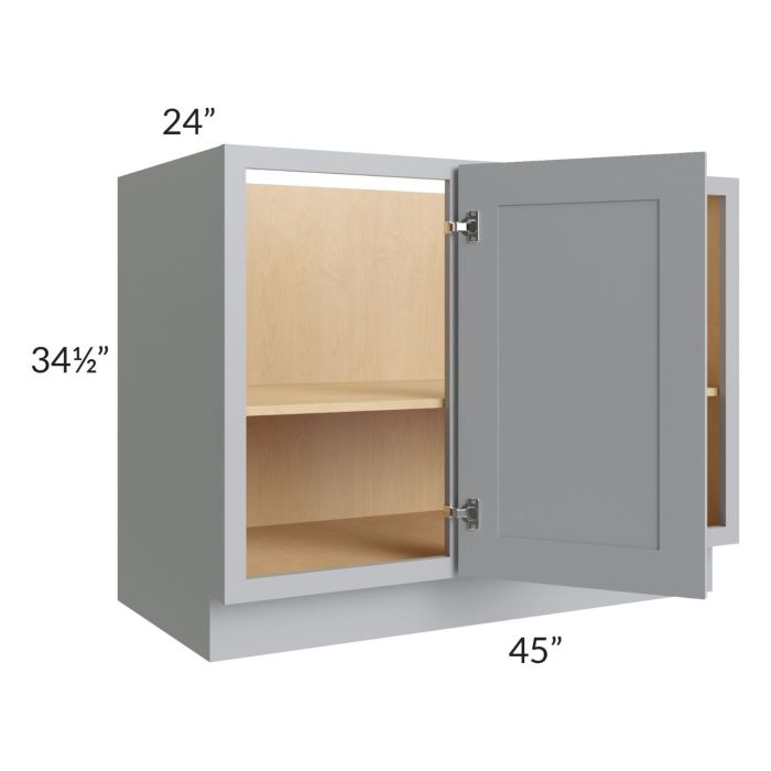 Asheville Grey Shaker 45" Full Height Door Blind Corner Base Cabinet