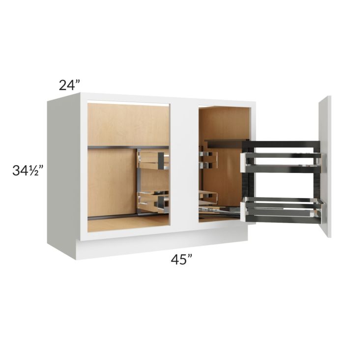 Asheville White Shaker 45" Full Height Door Blind Corner Base Cabinet with Pullout