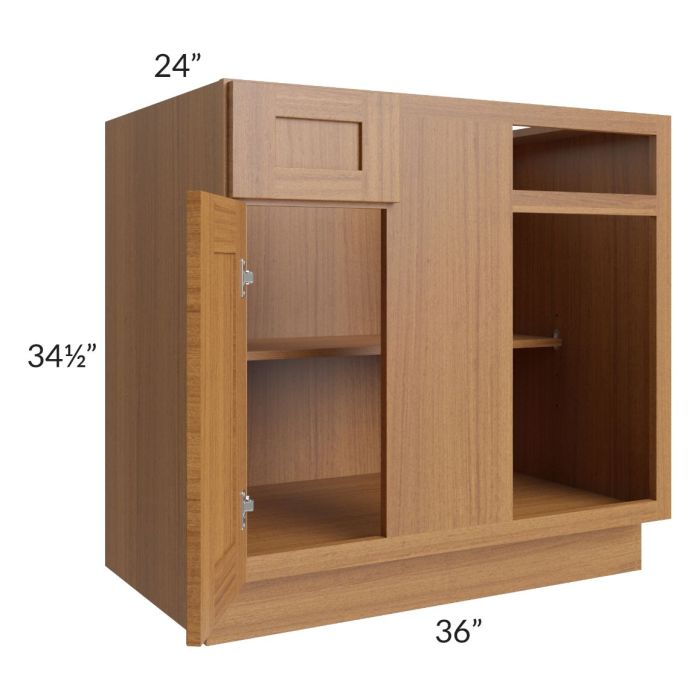 Artisan Walnut Shaker 39"-42" Blind Base Corner Cabinet