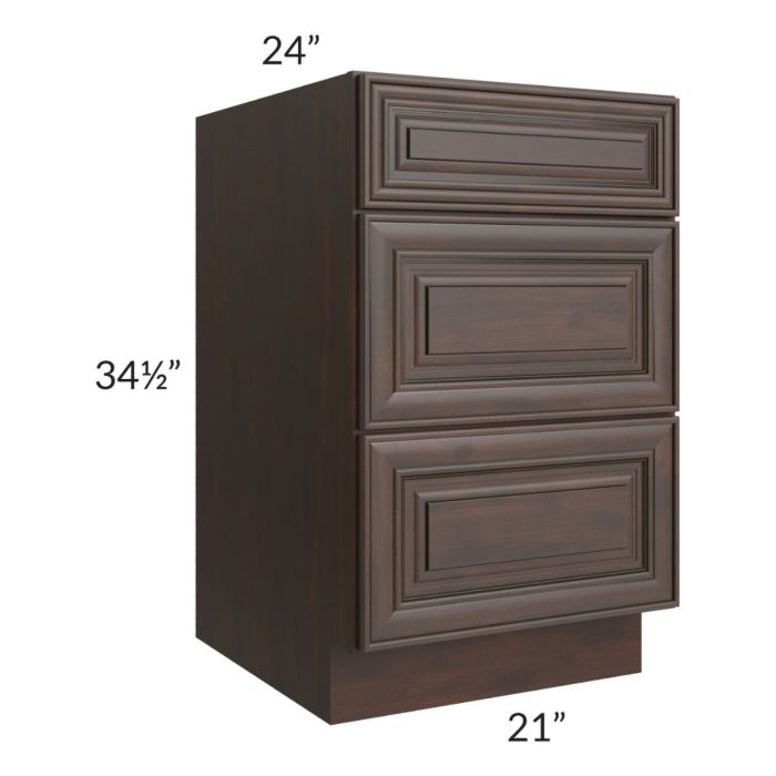 Biscotti Caf?? Glazed 21" 3-Drawer Base Cabinet