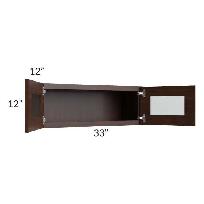 Biscotti Caf?? Glazed 33x12 Decorative Wall Cabinet with Beveled Glass