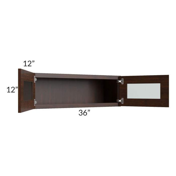 Biscotti Caf?? Glazed 36x12 Decorative Wall Cabinet with Beveled Glass