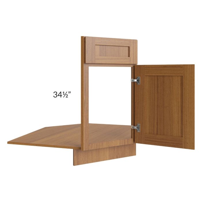 Artisan Walnut Shaker 36" Base Diagonal Corner Sink Front Only