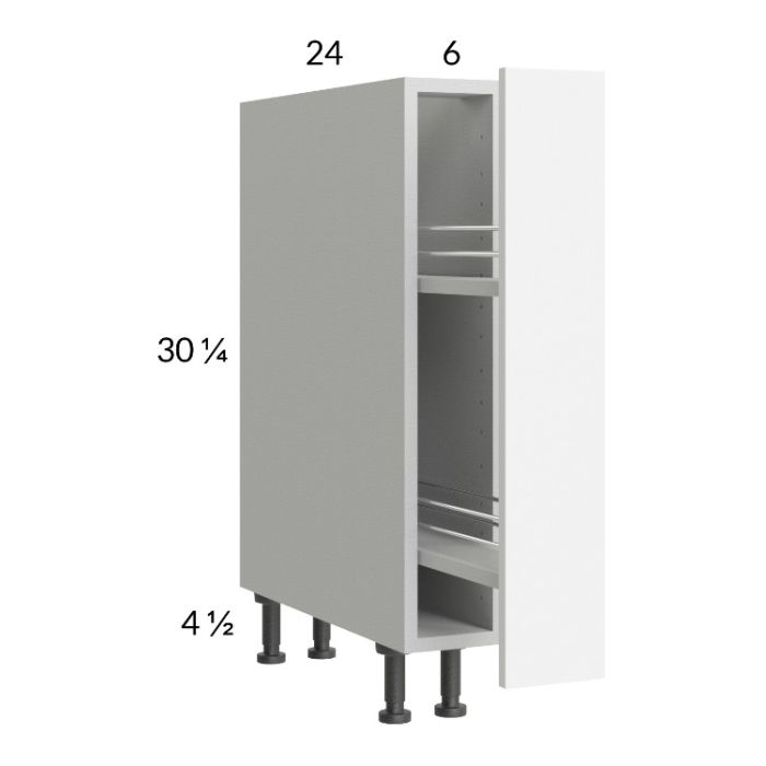 Euro Gloss White 6" Full Height  Door Base Pullout Cabinet