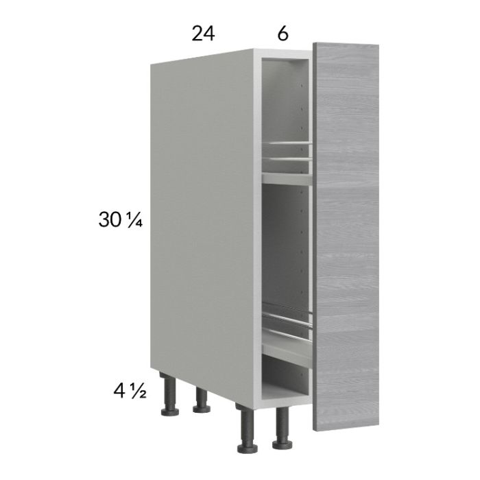 Euro Grey 6" Full Height Door Base Pullout Cabinet