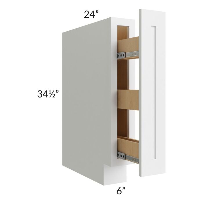 Brighton White Shaker 6" Spice Base Cabinet 