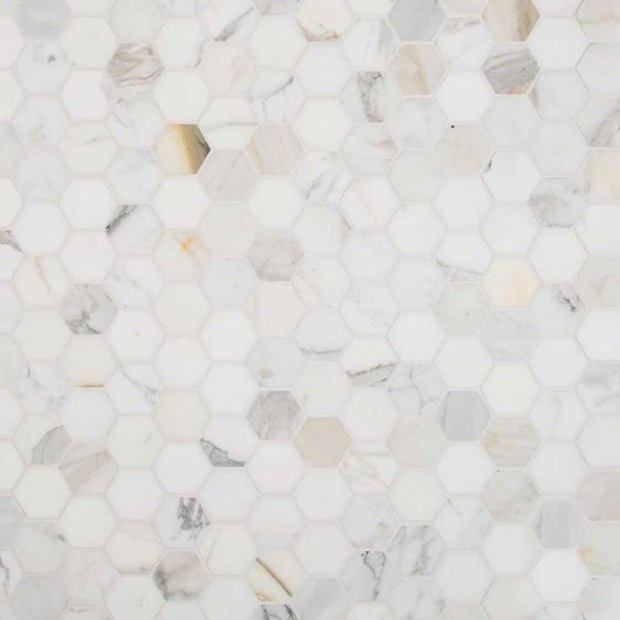 Calacatta Gold 2" Hexagon Mosaic Tile
