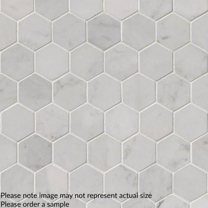 Carrara White 2" Hexagon Polished Pattern Tile