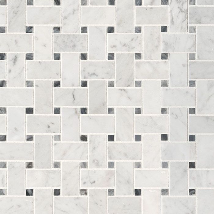 Carrara White Basketweave Honed Tile
