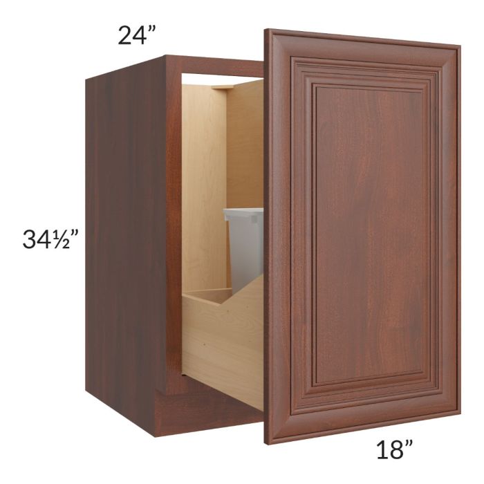 Cambridge Saddle Glaze 18" Full Height Door Base Cabinet with Double Trashcan Pullout