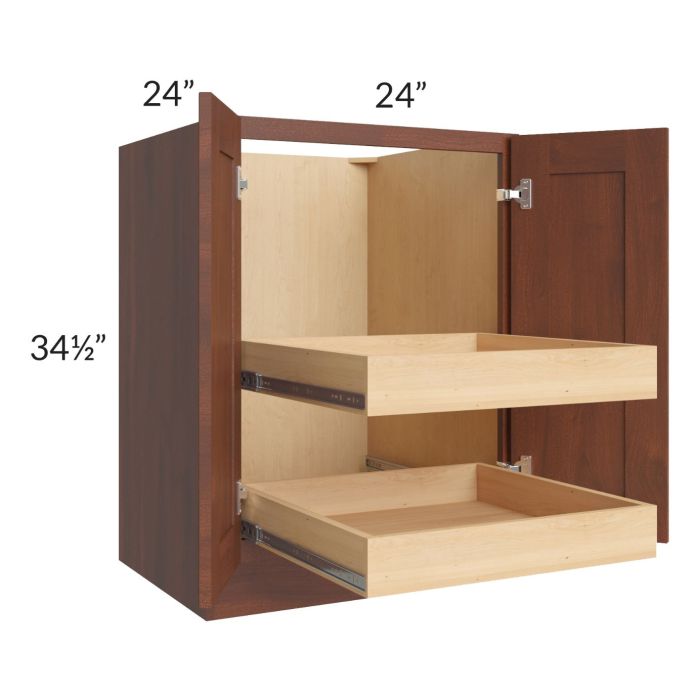 Cambridge Saddle Glaze 24" Full Height Base Cabinet with 2 Rollout Trays