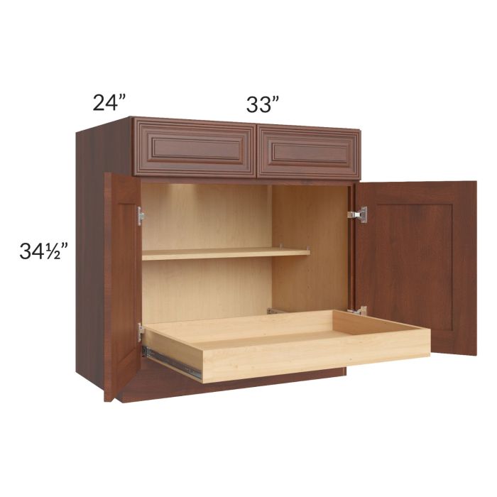 Cambridge Saddle Glaze 33" Base Cabinet with 1 Rollout Tray
