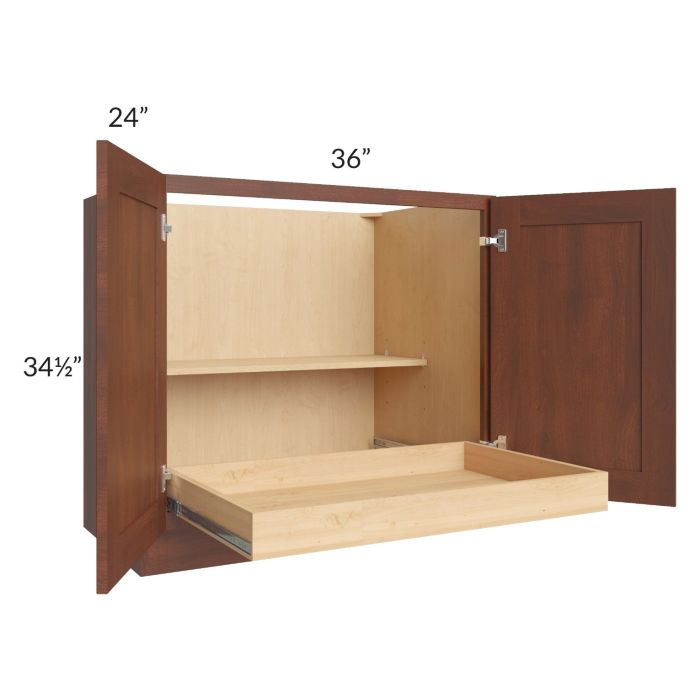 Cambridge Saddle Glaze 36" Full Height Base Cabinet with 1 Rollout Tray