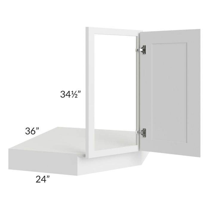 Asheville White Shaker 36" Corner Sink Base Front and Floor