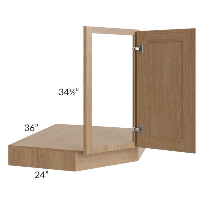 Asheville Rift Oak Shaker 36" Corner Sink Base Front and Floor