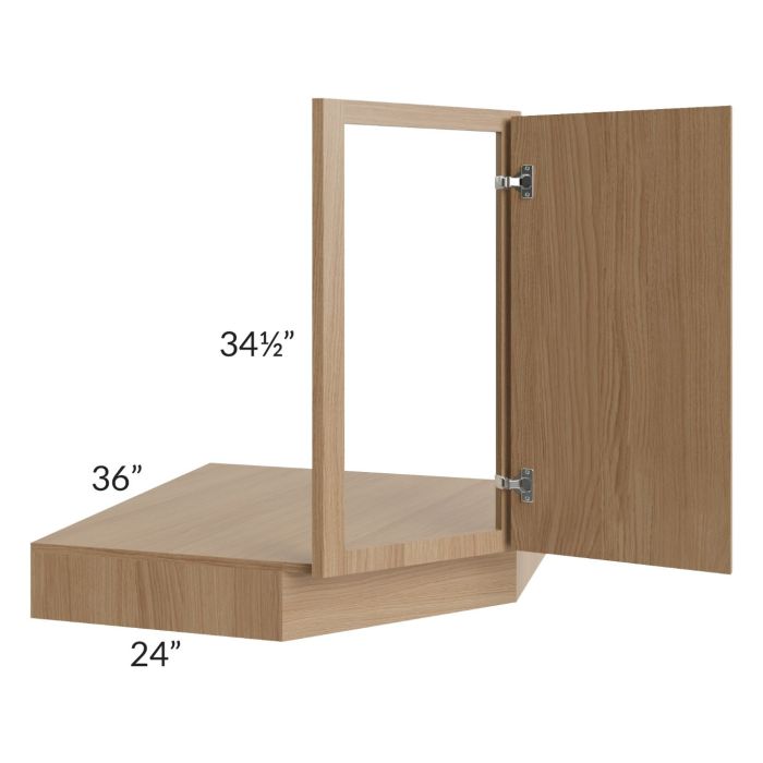 Township Rift Oak 36" Corner Sink Base Front and Floor