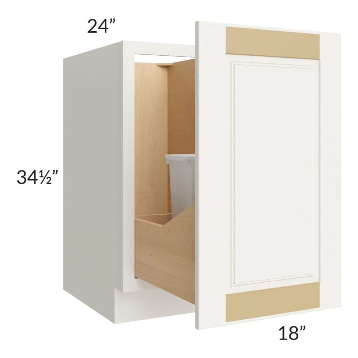Cambridge Antique White Glaze 18" Full Height Door Base Cabinet with Double Trashcan Pullout