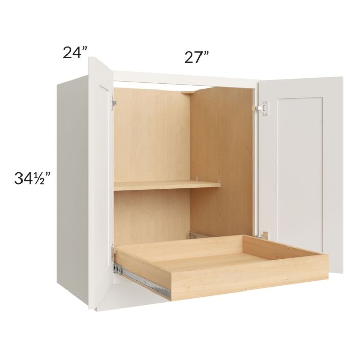 Cambridge Antique White Glaze 27" Full Height Base Cabinet with 1 Rollout Tray