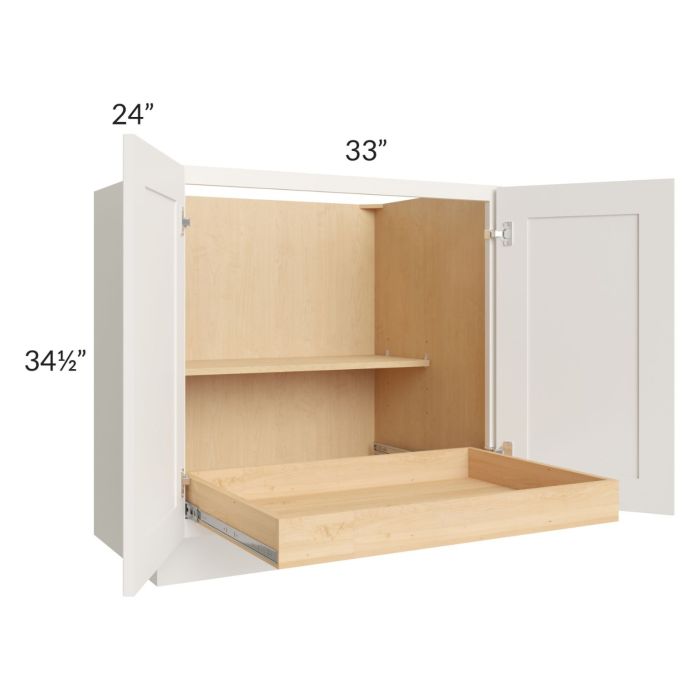 Cambridge Antique White Glaze 33" Full Height Base Cabinet with 1 Rollout Tray