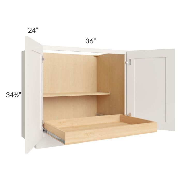 Cambridge Antique White Glaze 36" Full Height Base Cabinet with 1 Rollout Tray