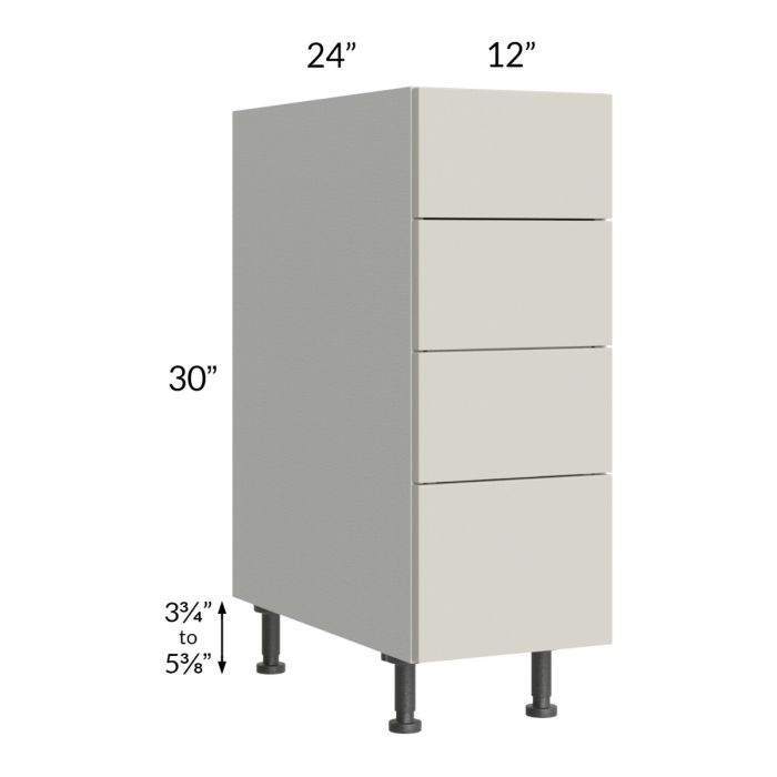 Milan Beige Matte 12" 4-Drawer Base Cabinet