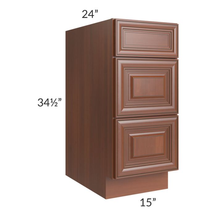 Phoenix Caramel Glaze 15" 3-Drawer Base Cabinet