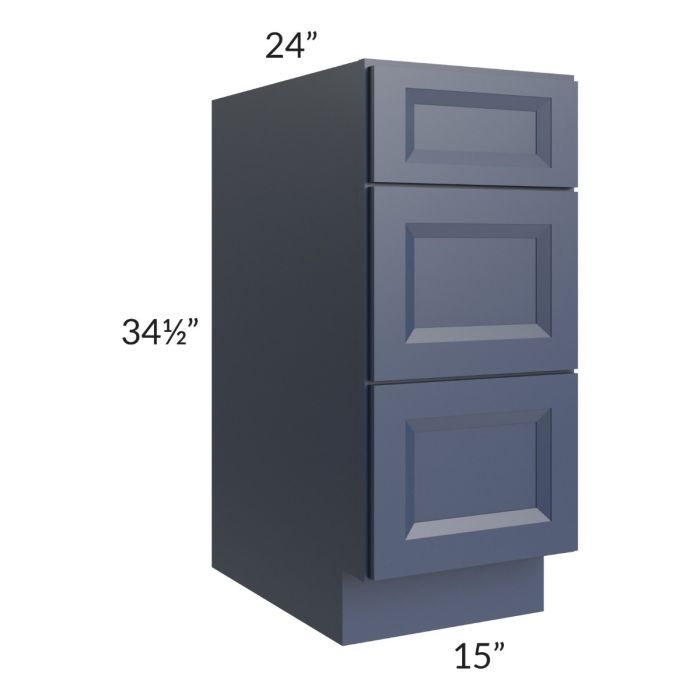 Bayville Blue 15" 3-Drawer Base Cabinet