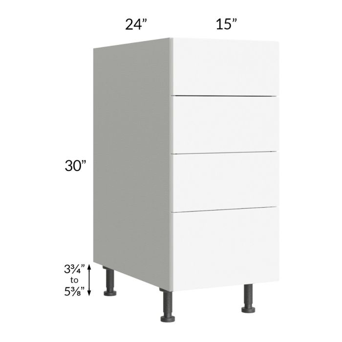 Milan White Matte 15" 4-Drawer Base Cabinet