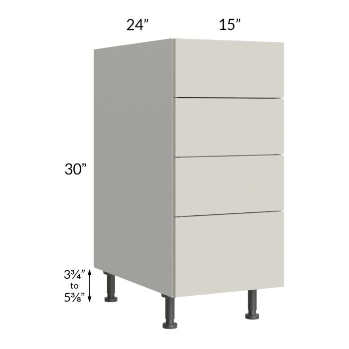 Milan Beige Matte 15" 4-Drawer Base Cabinet