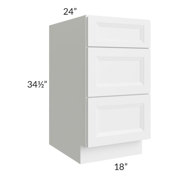 Bayville White 18" 3-Drawer Base Cabinet