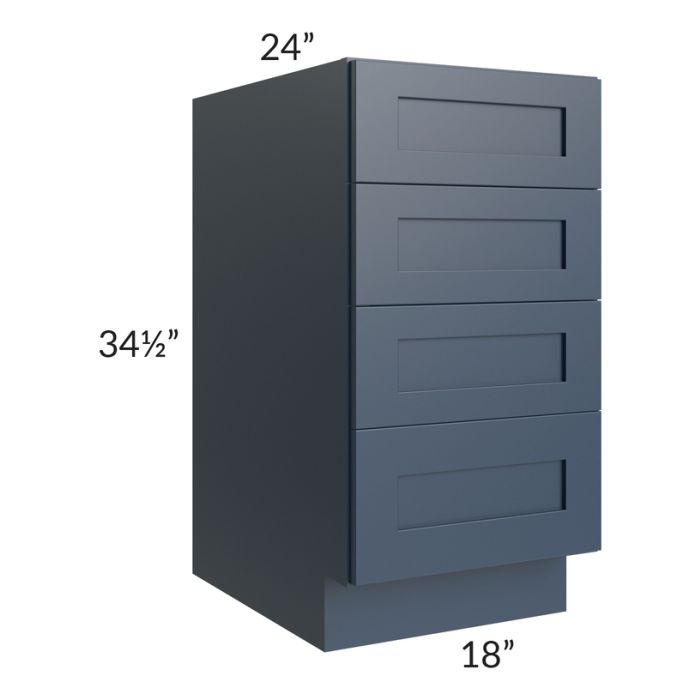 Midtown Blue Shaker 18" 4-Drawer Base Cabinet