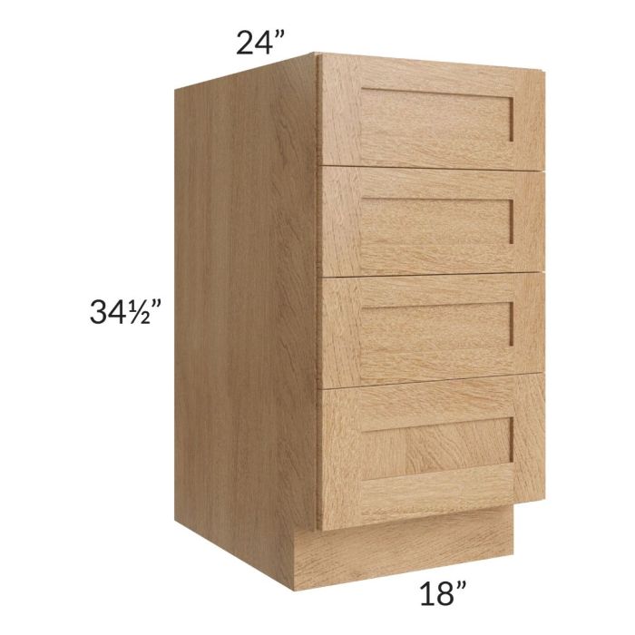 Midtown Timber Shaker 18" 4-Drawer Base Cabinet