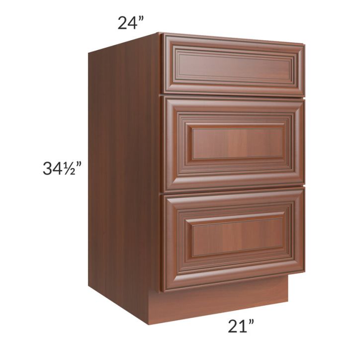 Phoenix Caramel Glaze 21" 3-Drawer Base Cabinet