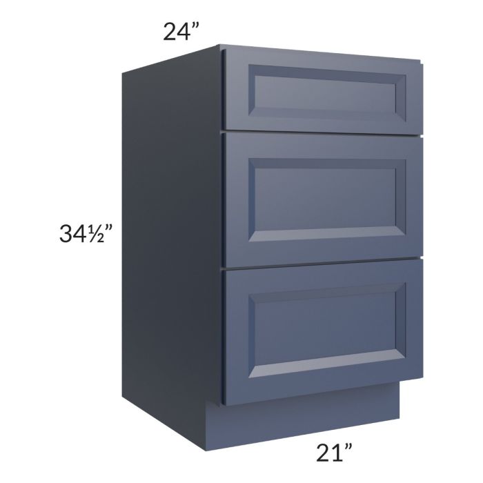 Bayville Blue 21" 3-Drawer Base Cabinet