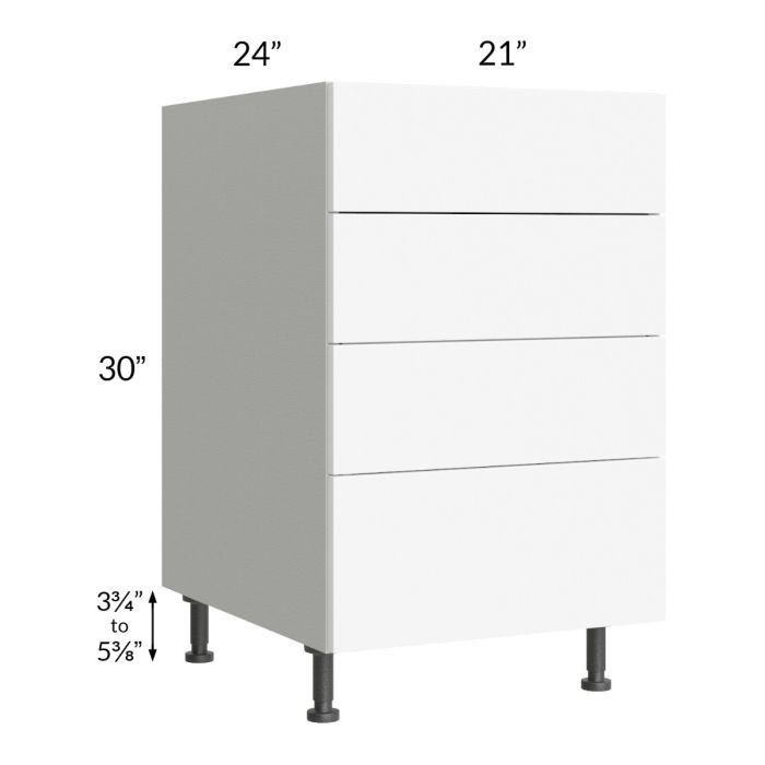 Milan White Matte 21" 4-Drawer Base Cabinet