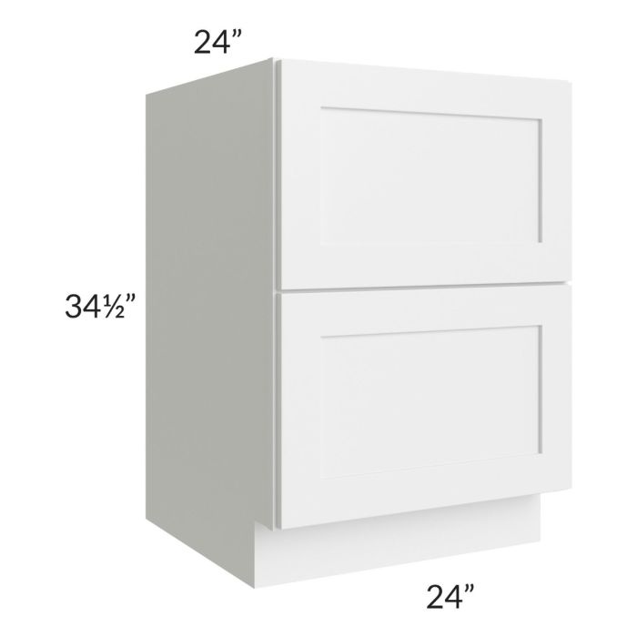 Stratton White Shaker 24" 2-Drawer Base Cabinet
