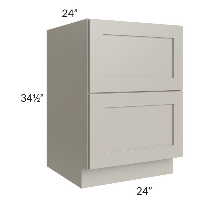 Stratton Light Grey Shaker 24" 2-Drawer Base Cabinet