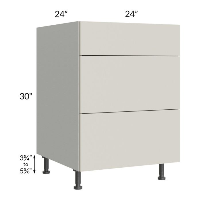 Milan Beige Matte 24" 3-Drawer Base Cabinet