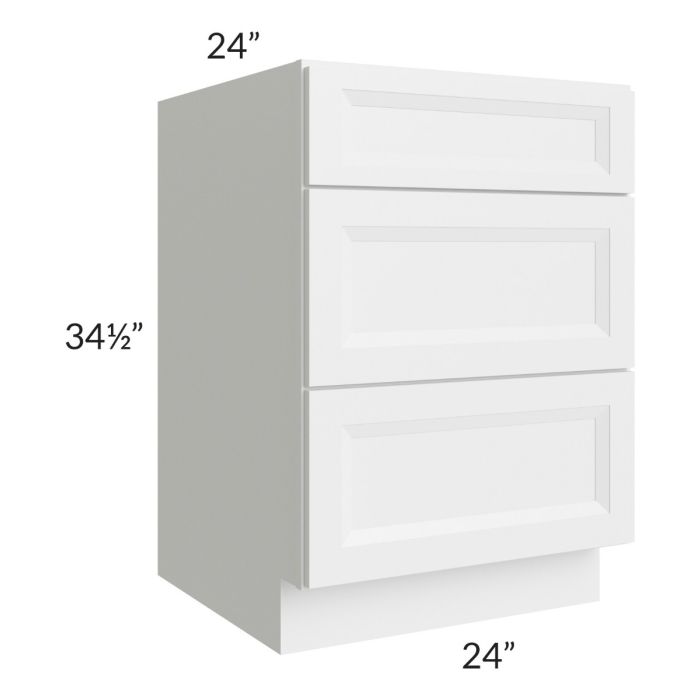 Bayville White 24" 3-Drawer Base Cabinet