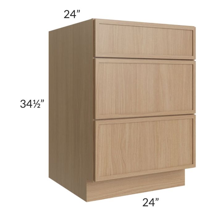 Township Rift Oak 24" 3-Drawer Base Cabinet