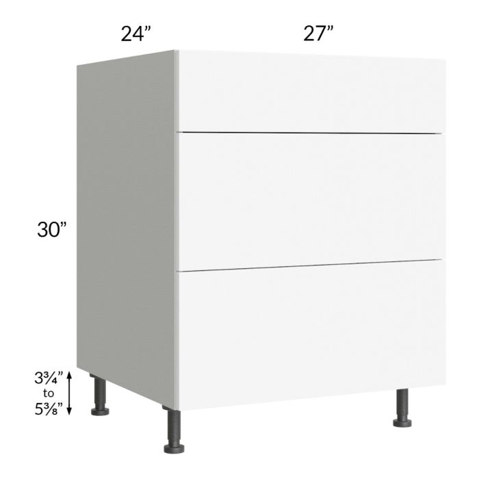 Milan White Matte 27" 3-Drawer Base Cabinet