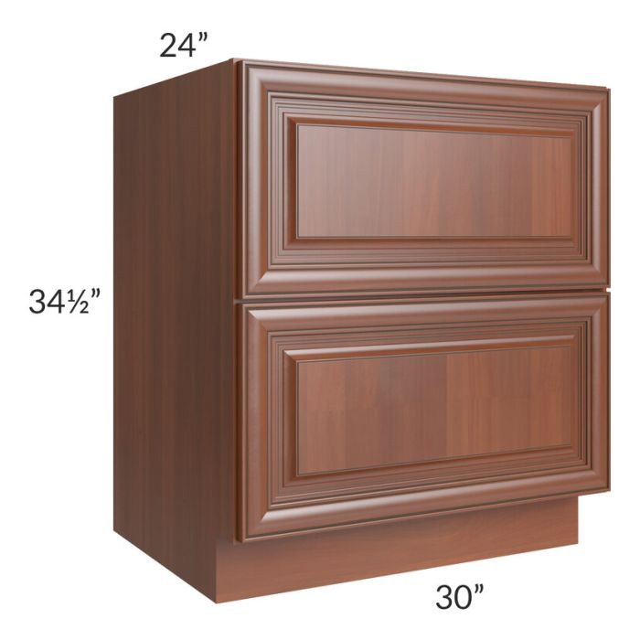Phoenix Caramel Glaze 30" 2-Drawer Base Cabinet