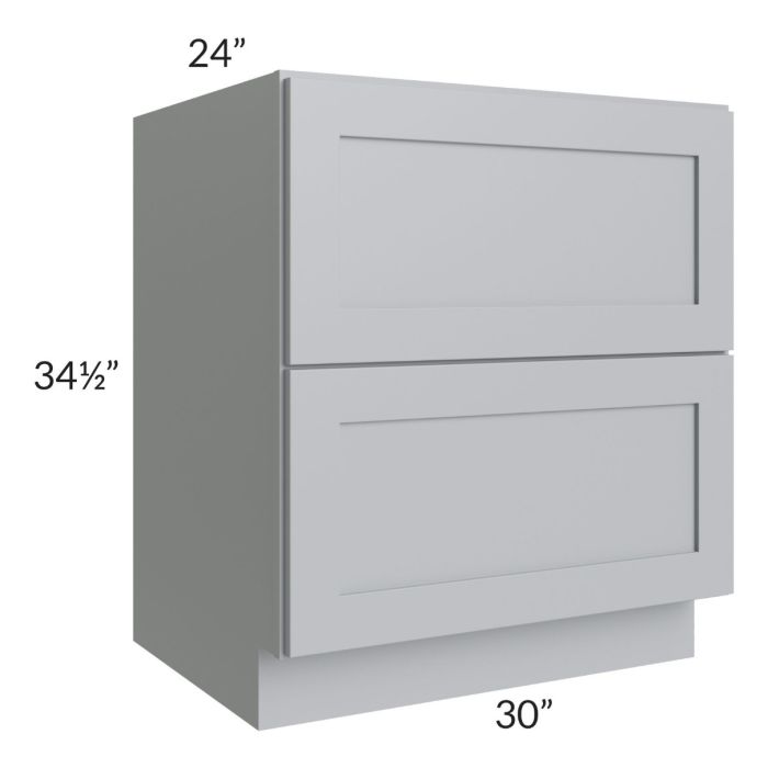 Asheville Grey Shaker 30" 2-Drawer Base Cabinet