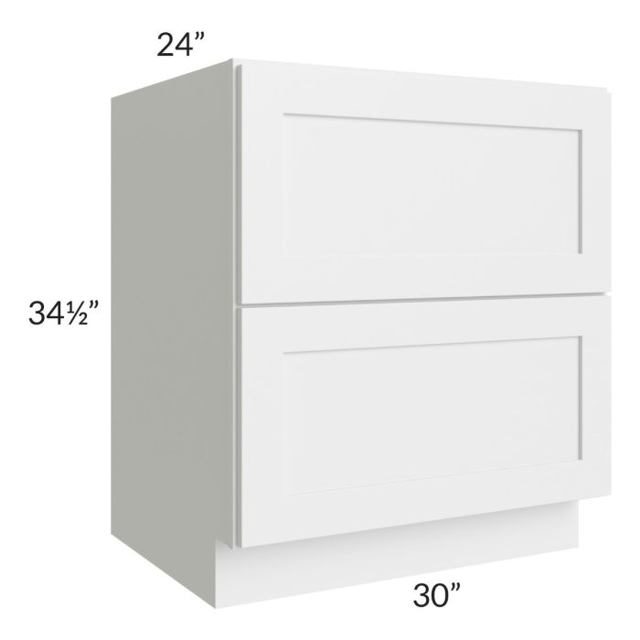 Asheville White Shaker 30" 2-Drawer Base Cabinet