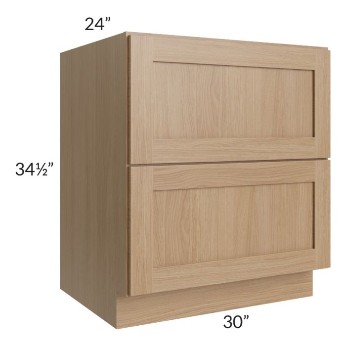 Asheville Rift Oak Shaker 30" 2-Drawer Base Cabinet