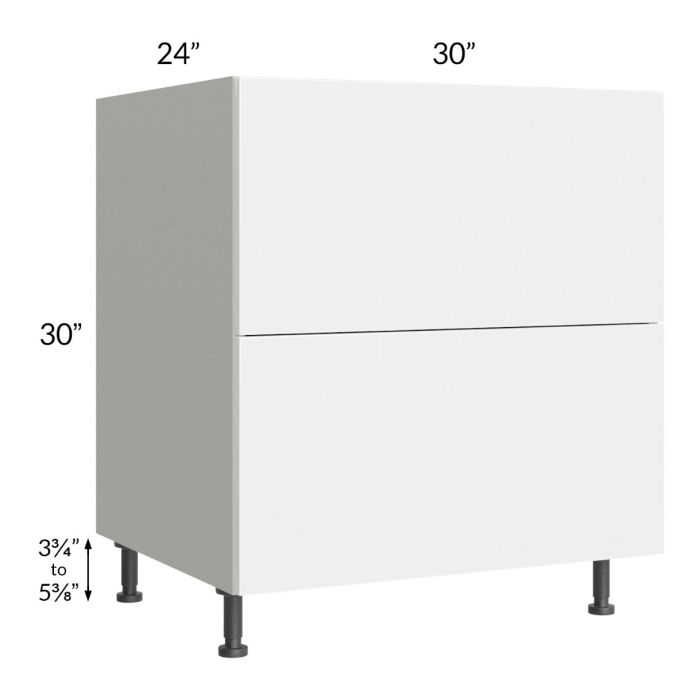 Milan White Gloss 30" 2-Drawer Base Cabinet
